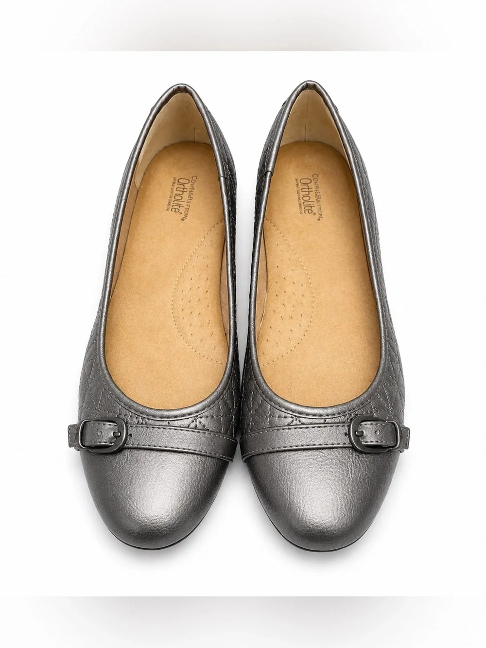 Croft & Barrow Ortholite Metallic Gray Ballet Flats - Comfort Shoes. Size: 10